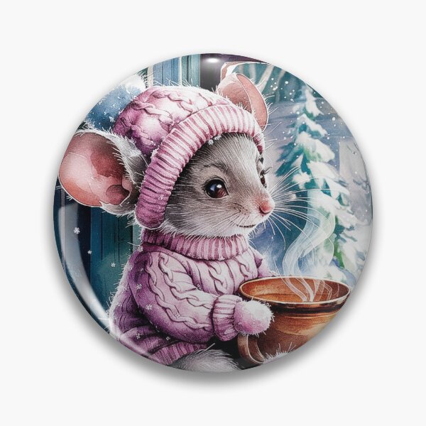 Item preview, Winter Mouse in Cozy Sweater Holding Hot Cocoa by the Window designed and sold by love3617.