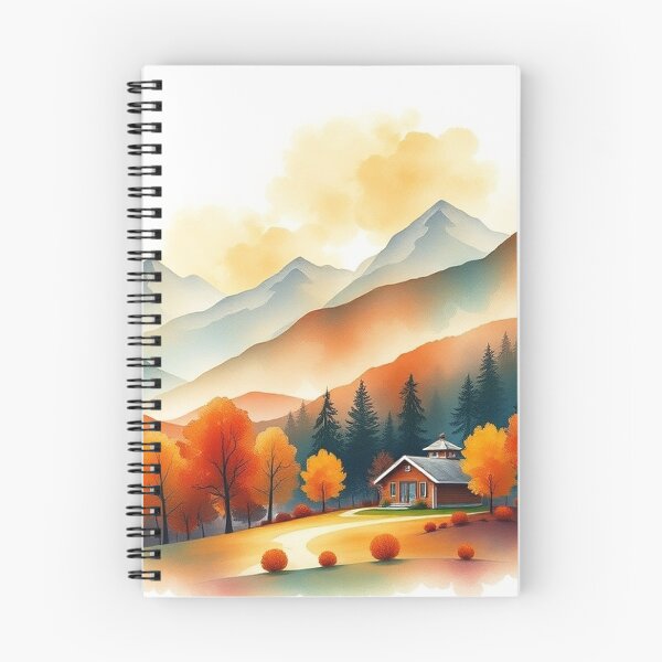 Item preview, Autumn Watercolor Landscape: Orange-Hued Mountains and Trees designed and sold by hjian8219.