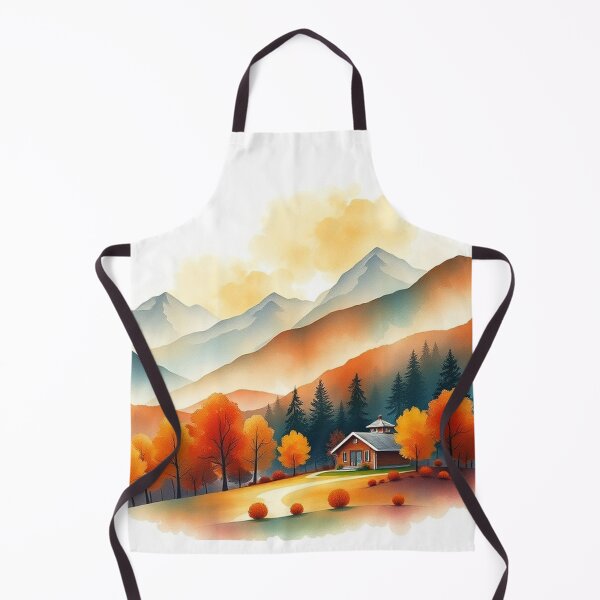 Item preview, Autumn Watercolor Landscape: Orange-Hued Mountains and Trees designed and sold by hjian8219.