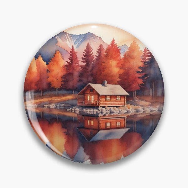 Item preview, Autumn Watercolor Landscape: Orange-Hued Mountains and Trees designed and sold by hjian8219.