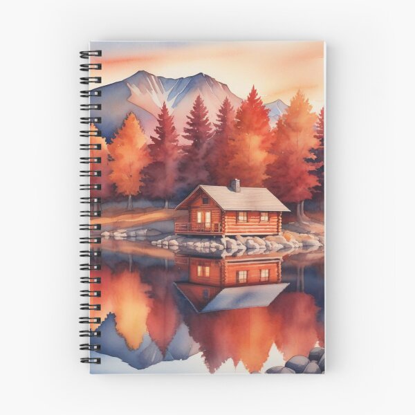 Item preview, Autumn Watercolor Landscape: Orange-Hued Mountains and Trees designed and sold by hjian8219.