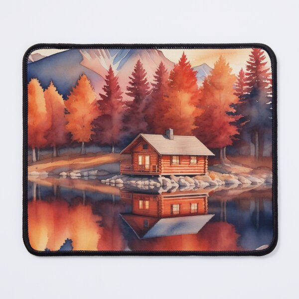 Item preview, Autumn Watercolor Landscape: Orange-Hued Mountains and Trees designed and sold by hjian8219.