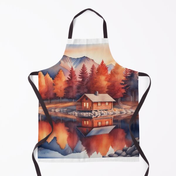Item preview, Autumn Watercolor Landscape: Orange-Hued Mountains and Trees designed and sold by hjian8219.
