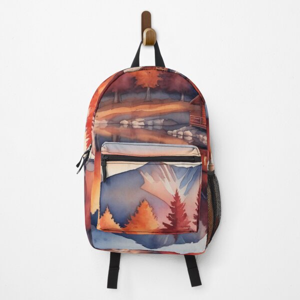 Item preview, Autumn Watercolor Landscape: Orange-Hued Mountains and Trees designed and sold by hjian8219.