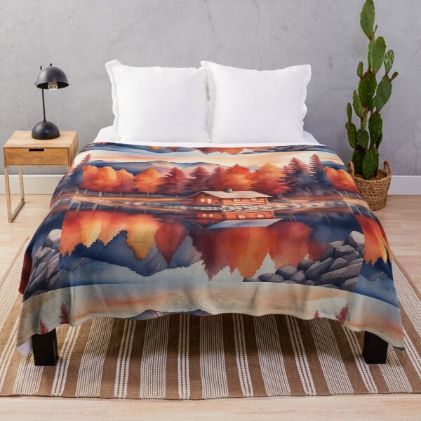 Item preview, Autumn Watercolor Landscape: Orange-Hued Mountains and Trees designed and sold by hjian8219.