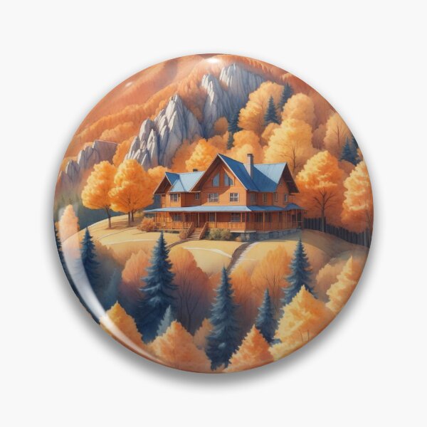 Item preview, Autumn Watercolor Landscape: Orange-Hued Mountains and Trees designed and sold by hjian8219.