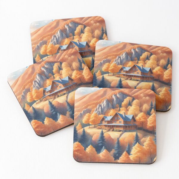 Item preview, Autumn Watercolor Landscape: Orange-Hued Mountains and Trees designed and sold by hjian8219.