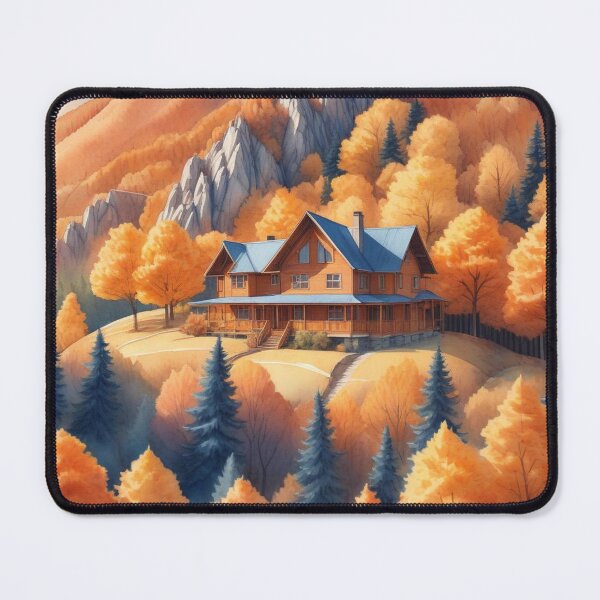 Item preview, Autumn Watercolor Landscape: Orange-Hued Mountains and Trees designed and sold by hjian8219.