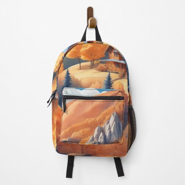 Item preview, Autumn Watercolor Landscape: Orange-Hued Mountains and Trees designed and sold by hjian8219.