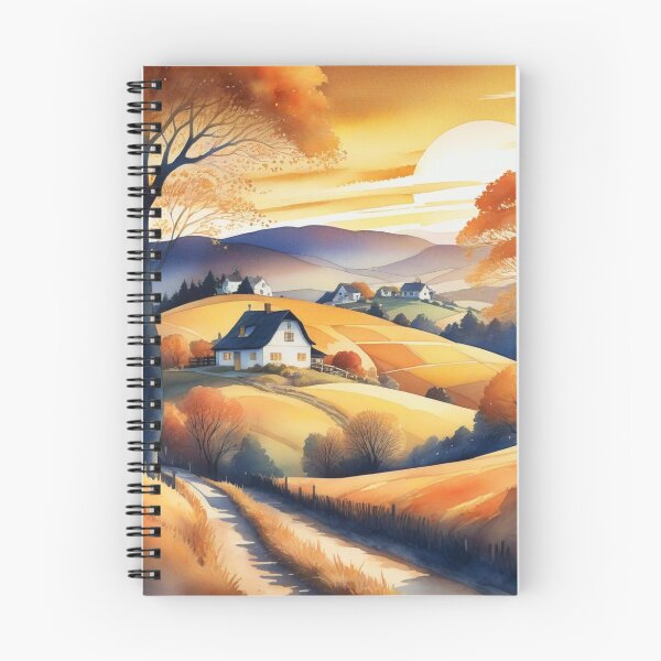 Item preview, Autumn Watercolor Landscape: Orange-Hued Mountains and Trees designed and sold by hjian8219.
