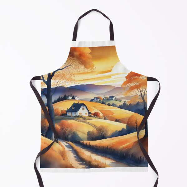 Item preview, Autumn Watercolor Landscape: Orange-Hued Mountains and Trees designed and sold by hjian8219.