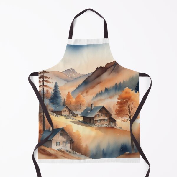 Item preview, Autumn Watercolor Landscape: Orange-Hued Mountains and Trees designed and sold by hjian8219.