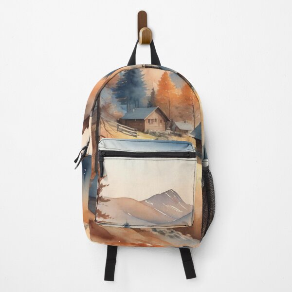 Item preview, Autumn Watercolor Landscape: Orange-Hued Mountains and Trees designed and sold by hjian8219.