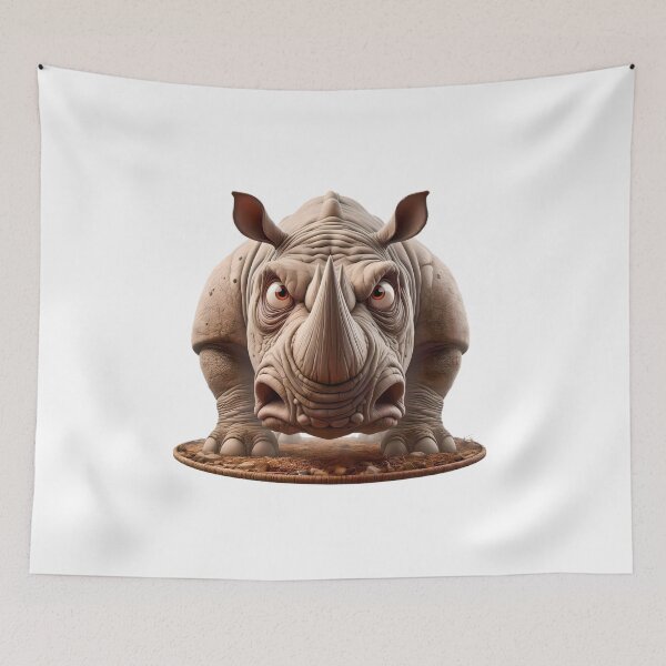 Item preview, Angry rhino with bulging eyes and three tusks designed and sold by eye_contact.