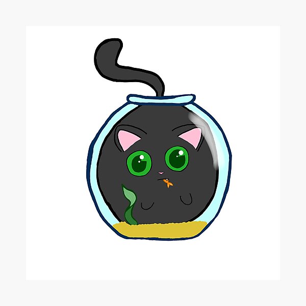 Item preview, Cat in Fish Bowl designed and sold by Joyster-Oyster.