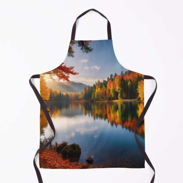Item preview, A serene lake reflecting the vibrant colors of autumn foliage designed and sold by homydesign.