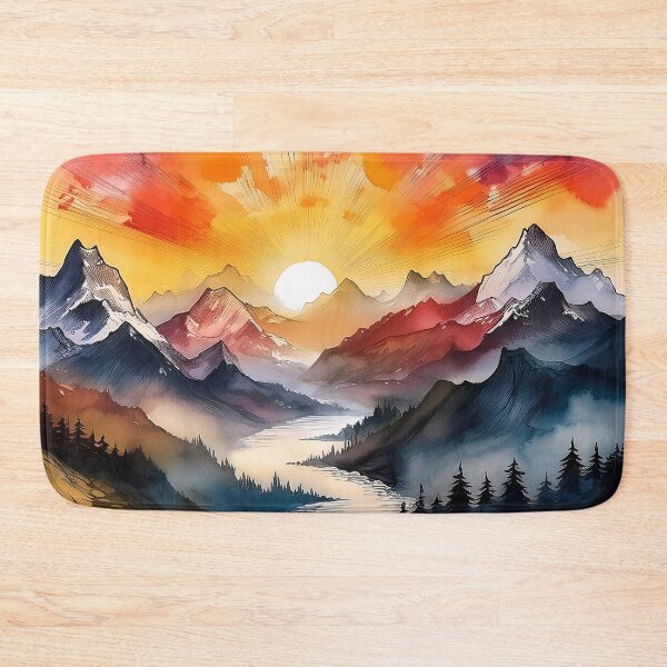Item preview, A stunning sunrise over a mountain range with a winding river below designed and sold by homydesign.