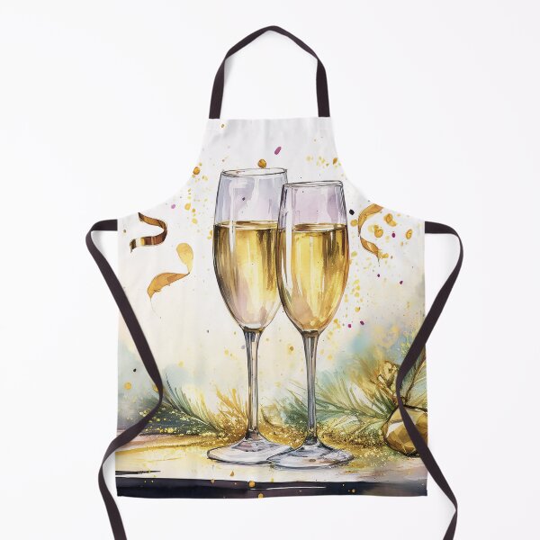 Item preview, Two glasses of Sparkling wine with festive confetti and a golden ornament designed and sold by homydesign.