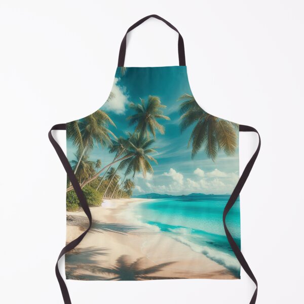 Item preview, A picturesque tropical beach with swaying palm trees, white sand, and crystal-clear turquoise water designed and sold by homydesign.
