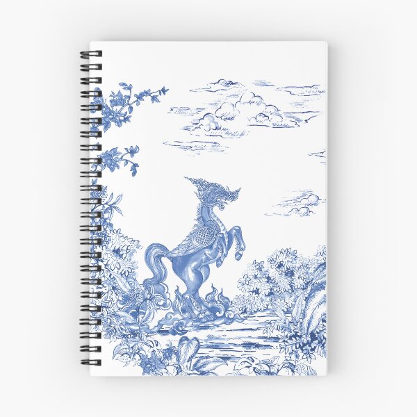 Item preview, Himmapan, midnights garden , Paradise , forest , Toile de Jouy ,wallpaper ,garden ,scenery ,botanical ,Creature ,chinoiserie , blue and white ,birds, horse , singha , butterfly designed and sold by letsgow8th.
