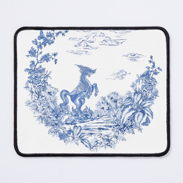 Item preview, Himmapan, midnights garden , Paradise , forest , Toile de Jouy ,wallpaper ,garden ,scenery ,botanical ,Creature ,chinoiserie , blue and white ,birds, horse , singha , butterfly designed and sold by letsgow8th.