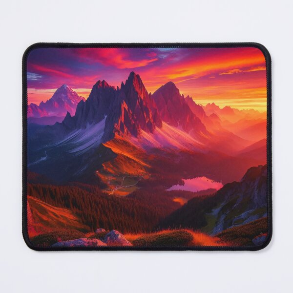 Item preview, Fiery sunset illuminates a majestic mountain range, casting a vibrant glow on the landscape designed and sold by homydesign.