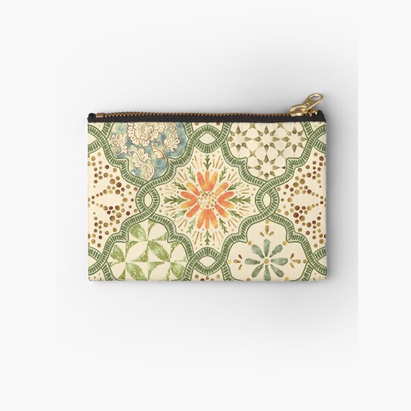 Item preview, Spanish Retro Style Mixed Floral and Geometric Tiles in Soft Sage & Marigold designed and sold by bala-sabina.