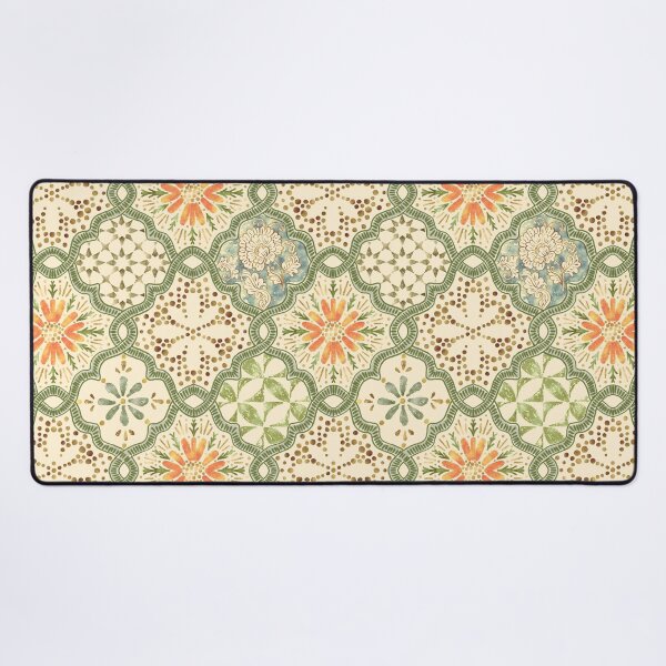 Item preview, Spanish Retro Style Mixed Floral and Geometric Tiles in Soft Sage & Marigold designed and sold by bala-sabina.