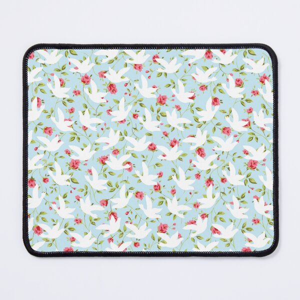 Item preview, Negative Space White Birds Against Blue and Pink Rose Pattern designed and sold by MarikaJohnson.