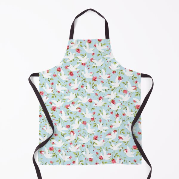 Item preview, Negative Space White Birds Against Blue and Pink Rose Pattern designed and sold by MarikaJohnson.