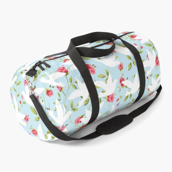 Item preview, Negative Space White Birds Against Blue and Pink Rose Pattern designed and sold by MarikaJohnson.