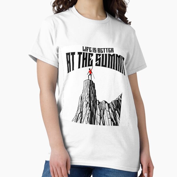 Aperçu de l'œuvre la vie est meilleure au sommet (t-shirts) créée et vendue par UK Climbing Prints.