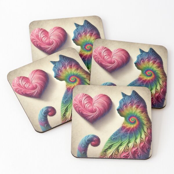 Item preview, Groovy heart and cat designed and sold by BumbleBeeGenX.