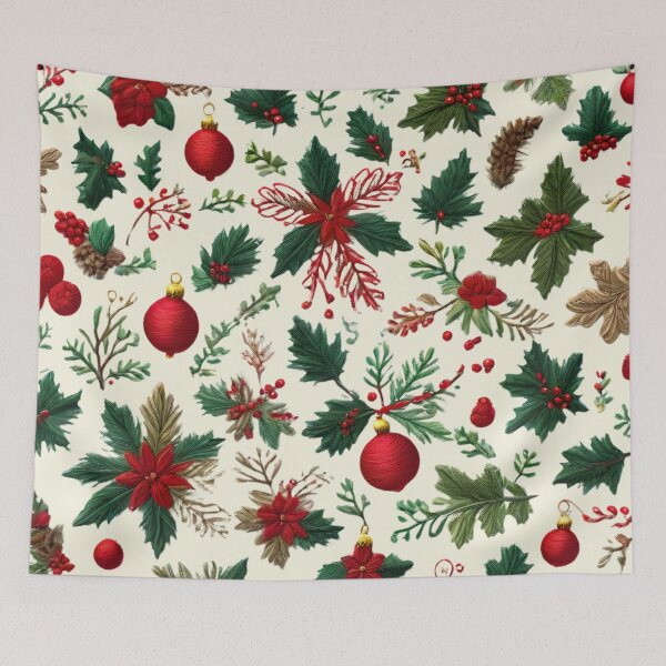 Item preview, Embroidery of flowers and Christmas baubles designed and sold by Ciervo Primavera.