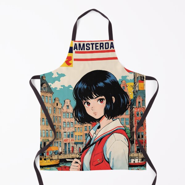 Item preview, Amsterdam Netherlands Retro Anime Girl 80s Vintage Travel designed and sold by Retro-Anime9.