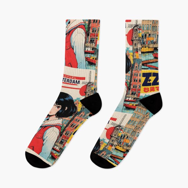 Item preview, Amsterdam Netherlands Retro Anime Girl 80s Vintage Travel designed and sold by Retro-Anime9.