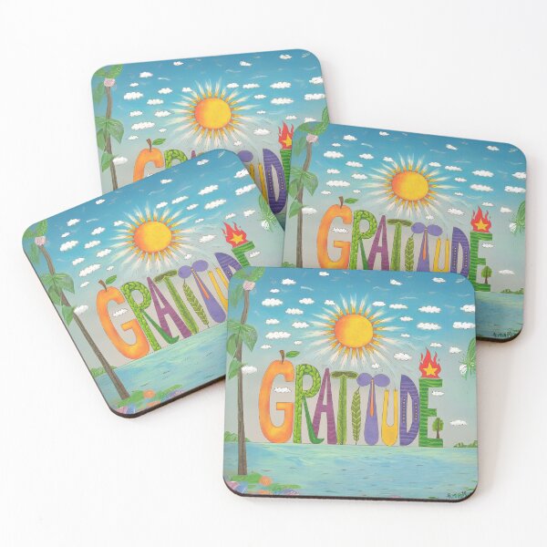 Item preview, Gratitude Typography with Nature Elements designed and sold by ArtemisDesignAI.