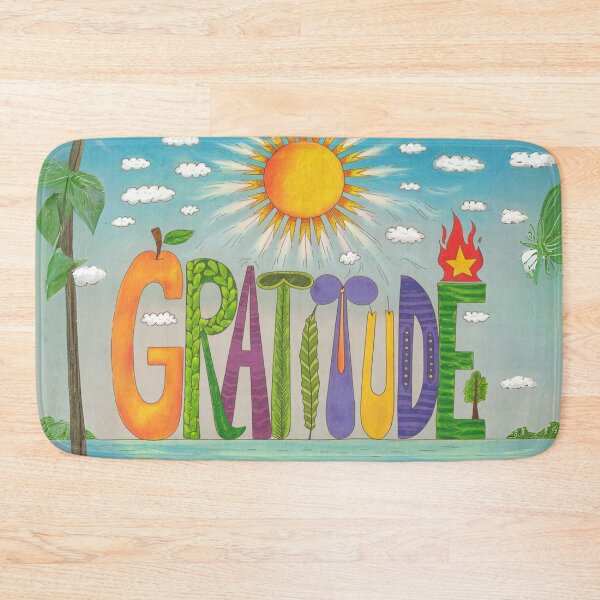 Item preview, Gratitude Typography with Nature Elements designed and sold by ArtemisDesignAI.
