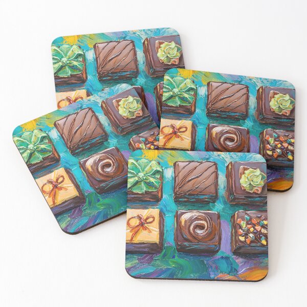 Item preview, Gourmet Chocolate Delight - Intricately Decorated Treats with Vibrant Mosaic Background Abstract AI Generated Art designed and sold by OlfactoART Studio.