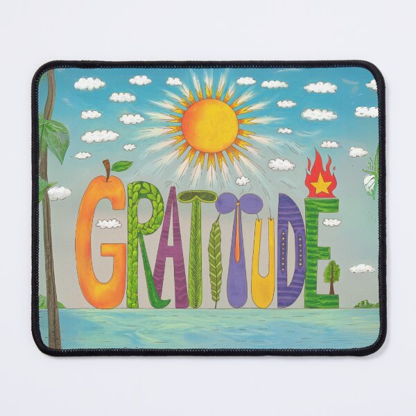 Item preview, Gratitude Typography with Nature Elements designed and sold by ArtemisDesignAI.