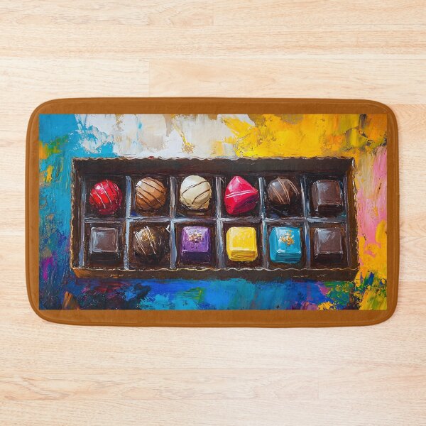 Item preview, Assorted Chocolate Box - Vibrant Confections with Swirling Colorful Background Generative AI Art designed and sold by OlfactoART Studio.