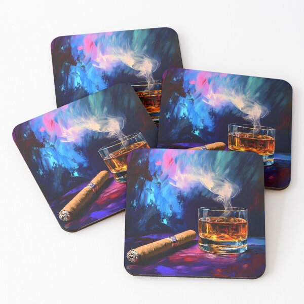 Item preview, Whiskey and Cigar - A Dynamic Blend of Smoke and Colorful Elegance Digital Art AI Generated designed and sold by OlfactoART Studio.