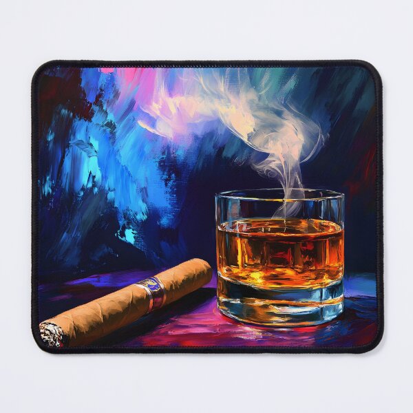 Item preview, Whiskey and Cigar - A Dynamic Blend of Smoke and Colorful Elegance Digital Art AI Generated designed and sold by OlfactoART Studio.