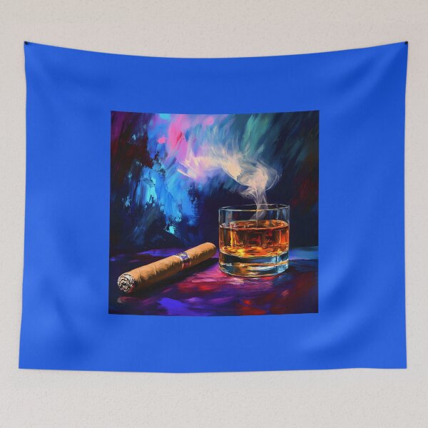 Item preview, Whiskey and Cigar - A Dynamic Blend of Smoke and Colorful Elegance Digital Art AI Generated designed and sold by OlfactoART Studio.