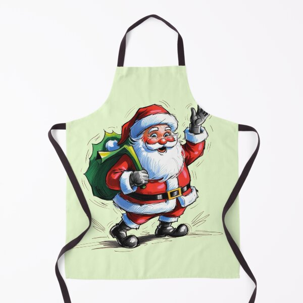 Item preview, A cartoonish drawing of Santa Claus holding a green bag and waving designed and sold by PWDigitalArt.
