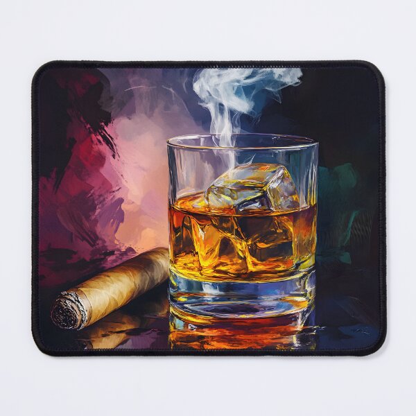 Item preview, Whiskey, Cigar, and Smoke - A Relaxing Moment Captured in Bold Abstract Colors designed and sold by OlfactoART Studio.