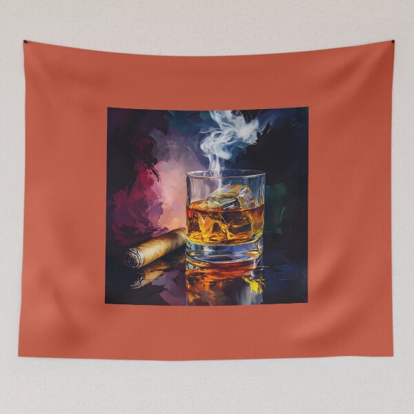 Item preview, Whiskey, Cigar, and Smoke - A Relaxing Moment Captured in Bold Abstract Colors designed and sold by OlfactoART Studio.