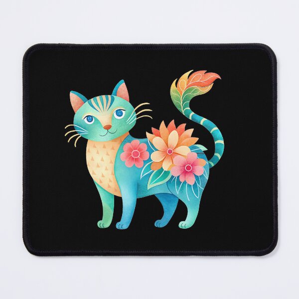 Item preview,  Vintage, Cute Floral Turquoise Cat . designed and sold by SuraSu.