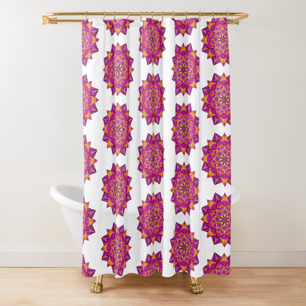 Turkish Pattern store Purple and White ShoweroCurtain, Boho, Cute, Colorful, Bright, Elegant ShoweroCurtain