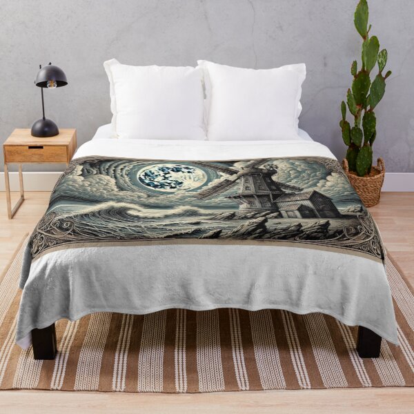 Item preview, Moonlit Windmill by the Stormy Sea designed and sold by custom-concepts.